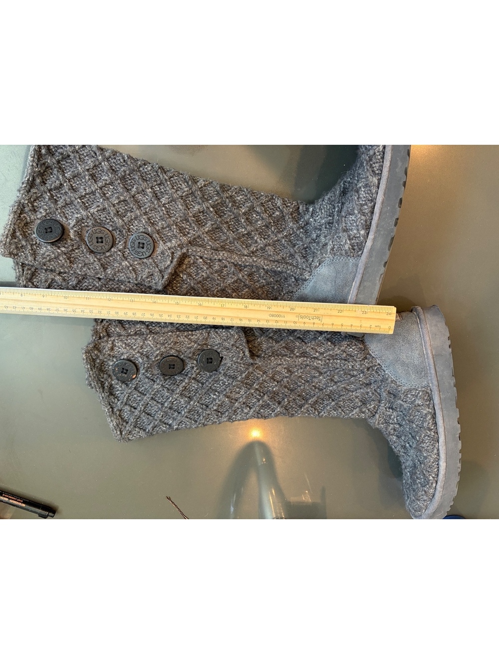 UGG Australia Women's Gray Knit Button Mid-Calf Boots Size 10 - Picture 7 of 12
